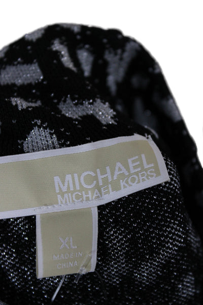 Michael Michael Kors Womens Black Animal Print Mock Neck Blouse Size XL