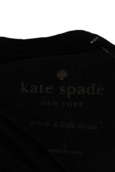 Kate Spade New York Womens Basic Black 3/4 Sleeve T-Shirt Size L