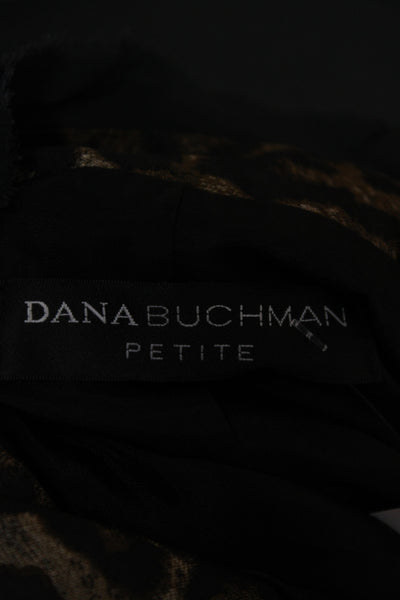 Dana Buchman Women Silk Leopard Blazer Button Long Sleeve Black Size 4P