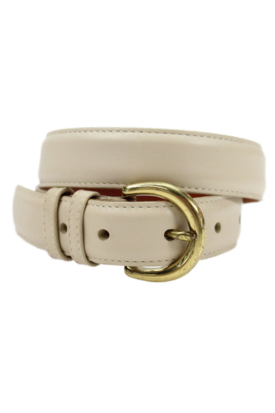 Coach Womens Leather D-Ring Belt Beige Size P