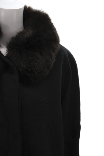Forecaster Womens Black Virgin Wool Collared Overcoat Long Sleeve Size 10