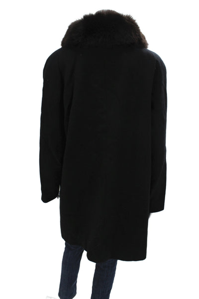 Forecaster Womens Black Virgin Wool Collared Overcoat Long Sleeve Size 10