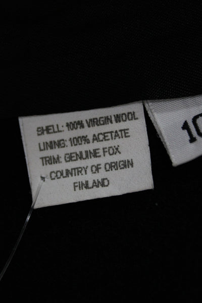 Forecaster Womens Black Virgin Wool Collared Overcoat Long Sleeve Size 10
