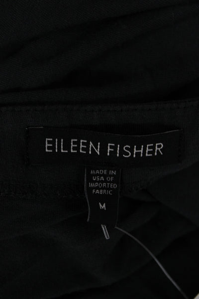 Eileen Fisher Womens Sheath T-Shirt Dress Black Knit Cotton Short Sleeve Size M