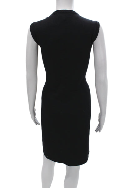 St. John Collection Women Sheath Sweater Dress Black V-Neck Sleeveless Size 12