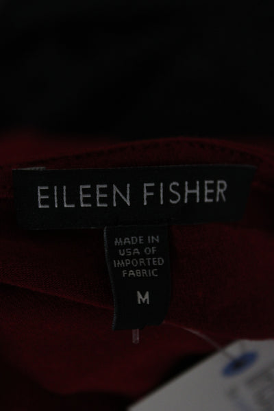 Eileen Fisher Women Sheath Dress Red Knit 3/4 Sleeve Knee Length Size M