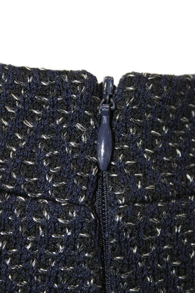 St. John Women Sheath Pencil Dress Dark Blue Herringbone 3/4 Sleeve Size 12