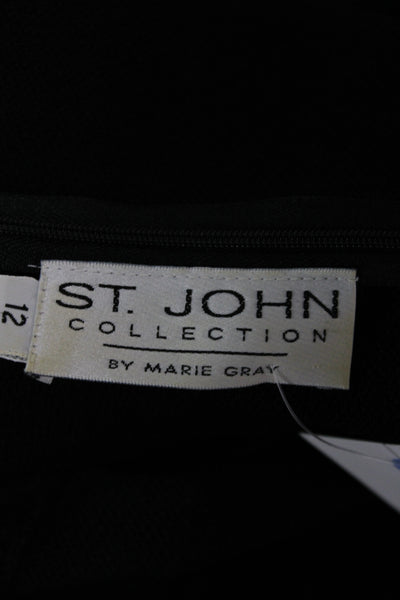 St. John Collection By Marie Gray Women Sweater Dress Black Knit Size 12