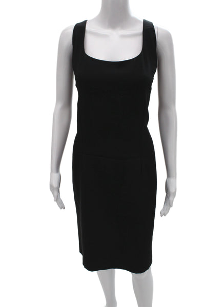 Dana Buchman Women Sheath Dress Black Square Neck Zip Size 14