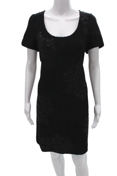 St. John Women Sheath Black Floral Wool Knee Length Dress Size 14