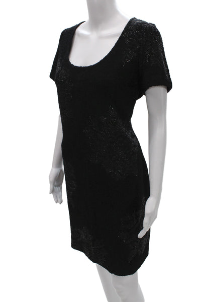 St. John Women Sheath Black Floral Wool Knee Length Dress Size 14