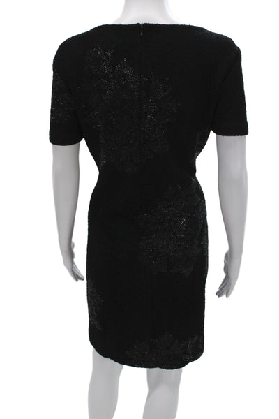 St. John Women Sheath Black Floral Wool Knee Length Dress Size 14