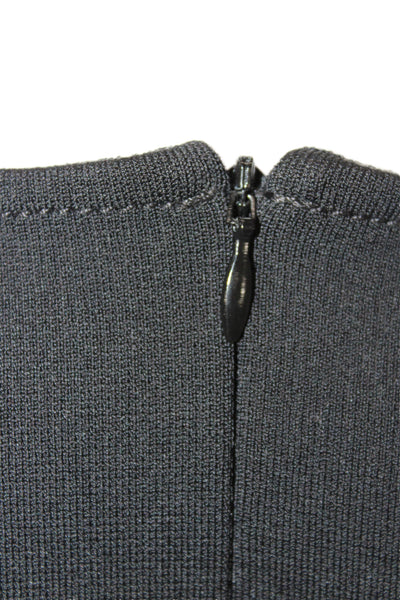 St. John Women Sheath Dress Black Square Neck Short Sleeve Size 14