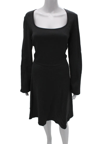 St. John Women Black A-Line Sweater Dress Long Sleeve Knee Length Size 14