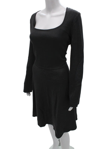 St. John Women Black A-Line Sweater Dress Long Sleeve Knee Length Size 14