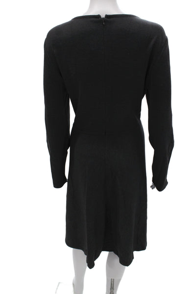 St. John Women Black A-Line Sweater Dress Long Sleeve Knee Length Size 14