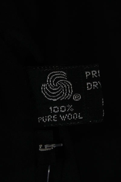 Designer Womens Black Wool Blazer Collared Long Sleeve Classic Size S