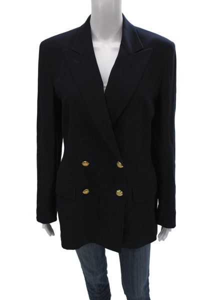 Lauren Ralph Lauren Womens Linen Blazer Dark Blue Long Sleeve Size 6