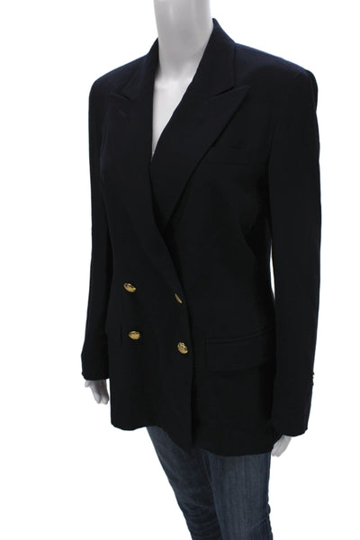 Lauren Ralph Lauren Womens Linen Blazer Dark Blue Long Sleeve Size 6