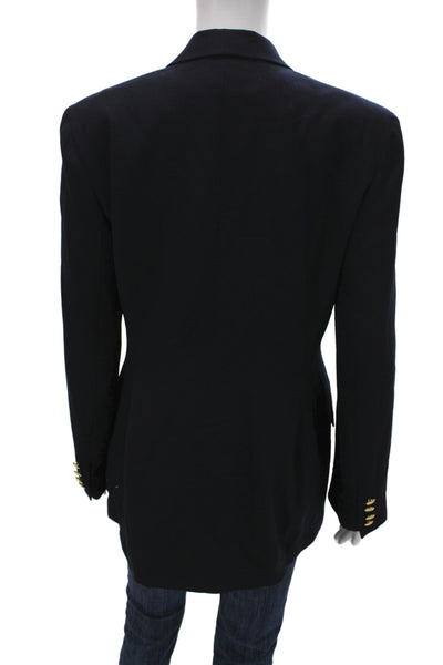 Lauren Ralph Lauren Womens Linen Blazer Dark Blue Long Sleeve Size 6