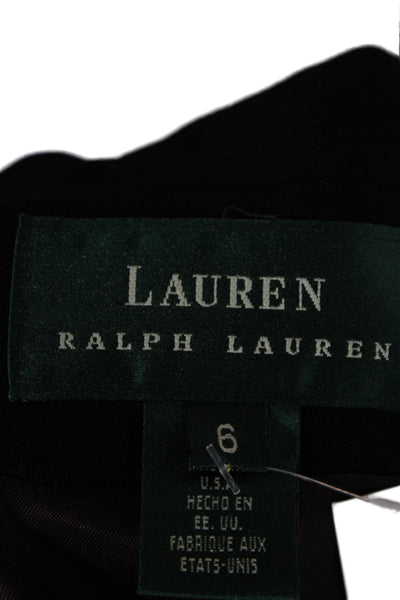 Lauren Ralph Lauren Womens Linen Blazer Dark Blue Long Sleeve Size 6