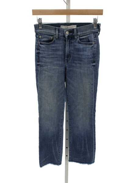 AYR Womens Cropped Wide Leg Jeans Blue Cotton Spandex Size 25