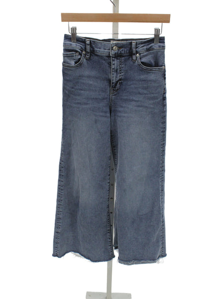 Frame Womens Cropped Wide Leg Jeans Blue Mid Rise Button Size 26