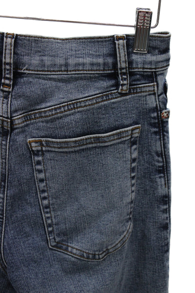 Frame Womens Cropped Wide Leg Jeans Blue Mid Rise Button Size 26