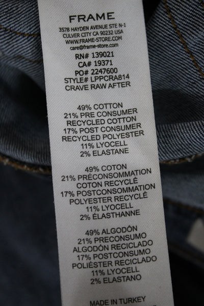 Frame Womens Cropped Wide Leg Jeans Blue Mid Rise Button Size 26