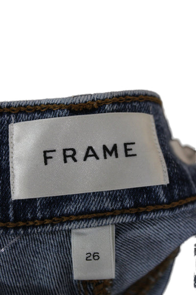Frame Womens Cropped Wide Leg Jeans Blue Mid Rise Button Size 26