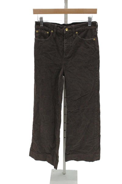 J Crew Unisex Brown 90s Pants Button Closure Size 26