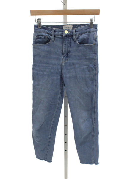 Frame Womens Ankle Cropped Jeans Blue Button Mid Rise Size 26