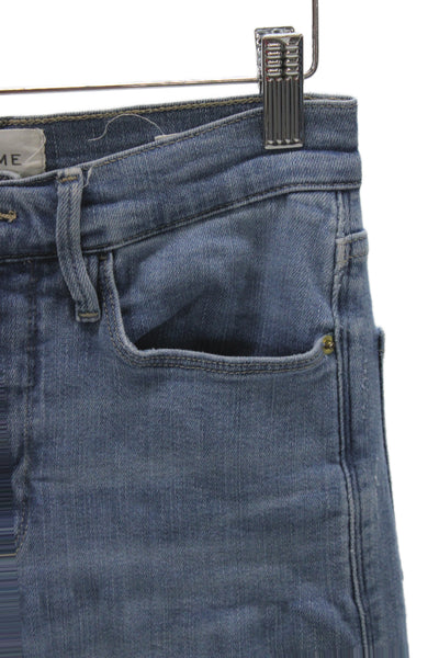 Frame Womens Ankle Cropped Jeans Blue Button Mid Rise Size 26