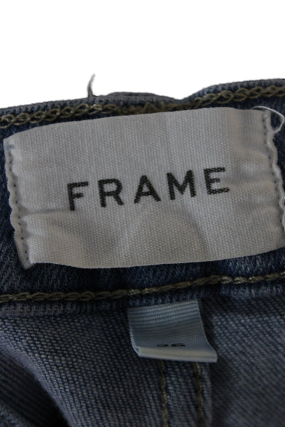 Frame Womens Ankle Cropped Jeans Blue Button Mid Rise Size 26