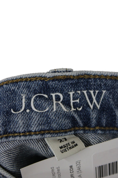 J Crew Unisex Blue Solid Button Cotton Stretch Shorts Size 27