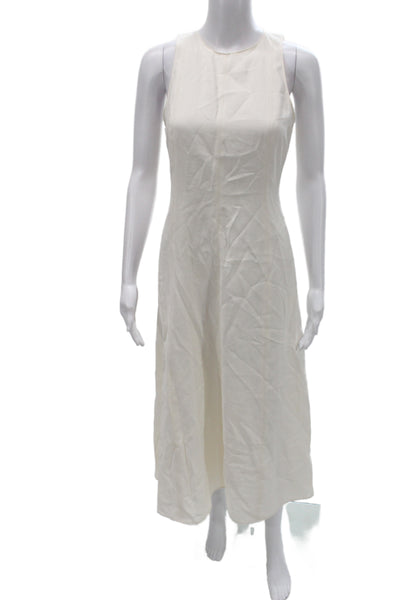 MNG Womens Tank Dress White Round Neck Sleeveless Long Size XS