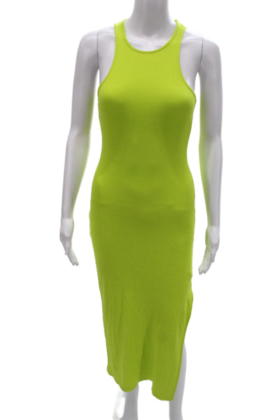 French Connection Women Bodycon Tank Dress Green Sleeveless Long Cotton Size S