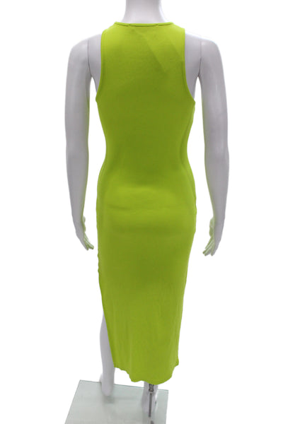 French Connection Women Bodycon Tank Dress Green Sleeveless Long Cotton Size S
