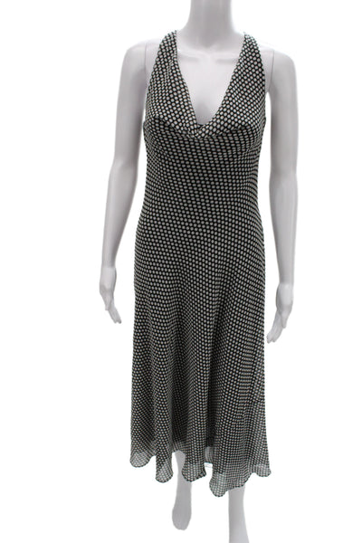 Zara Women Maxi Slip Dress Black Polka Dot Sleeveless Size XS