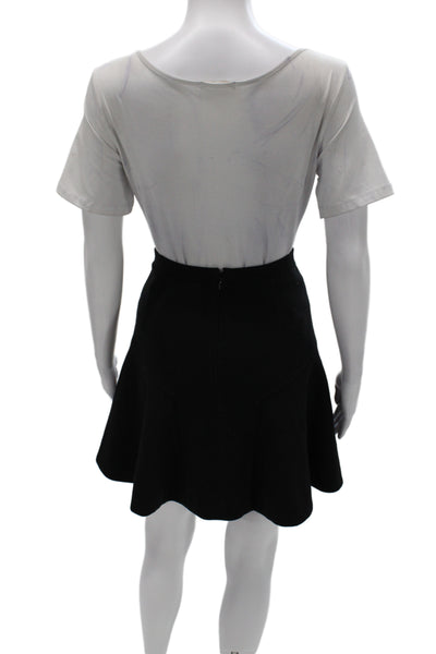 J Crew Women A-Line Skater Skirt Black Polyester Viscose Spandex Size 2