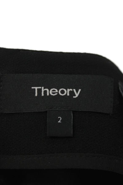 Theory Women A-Line Flare Black Skirt 70% Triacetate 30% Polyester Size 2