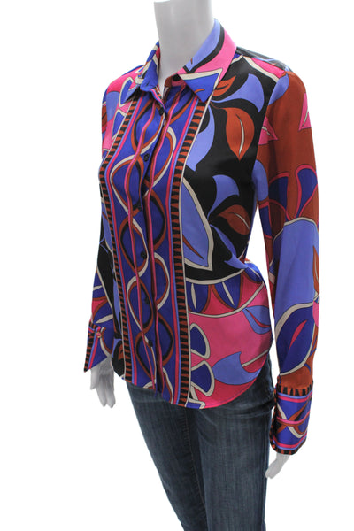 Zara Women Collared Long Sleeve Geometric Striped Blouse Multi Color Size XS