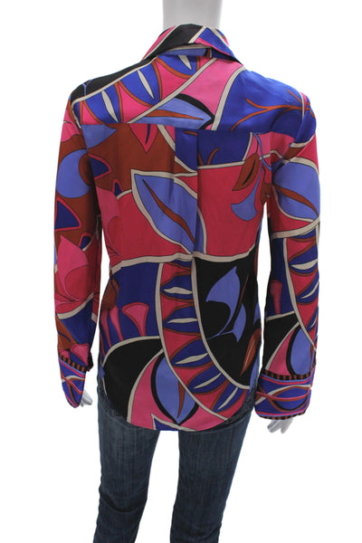 Zara Women Collared Long Sleeve Geometric Striped Blouse Multi Color Size XS