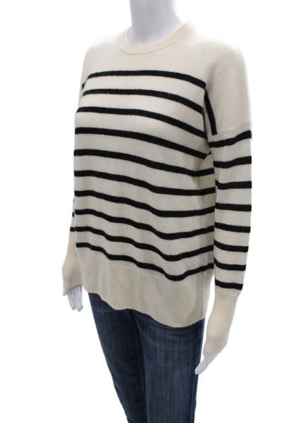 Filoro Unisex Pullover Striped Beige 100% Cashmere Long Sleeve Size XS