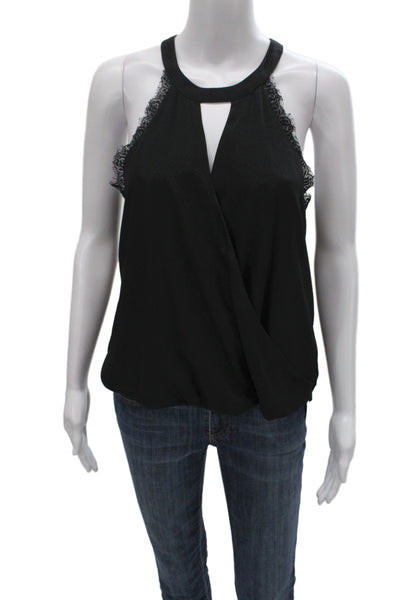 ASTR Womens Black Sleeveless Button Tank Polyester Solid Size M