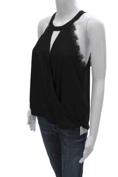 ASTR Womens Black Sleeveless Button Tank Polyester Solid Size M
