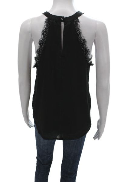 ASTR Womens Black Sleeveless Button Tank Polyester Solid Size M