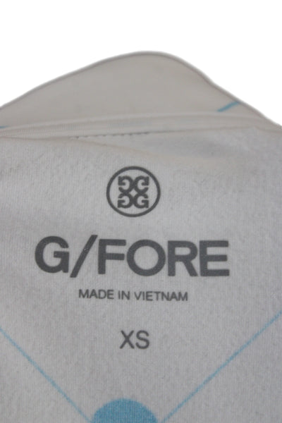 G/Fore Women Jersey Mock Neck Skull Graphic Zip Jacket Sleeve White Size XS