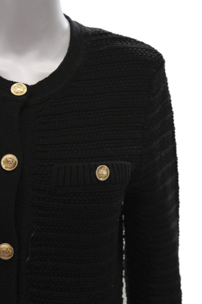 Toccin Unisex Black Mercerized Cotton Button Cardigan Long Sleeve Size XS