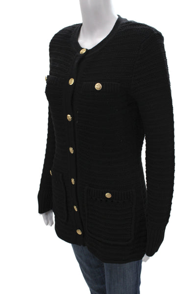 Toccin Unisex Black Mercerized Cotton Button Cardigan Long Sleeve Size XS